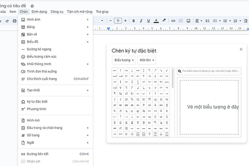 Gõ ký tự @ trên Google Docs