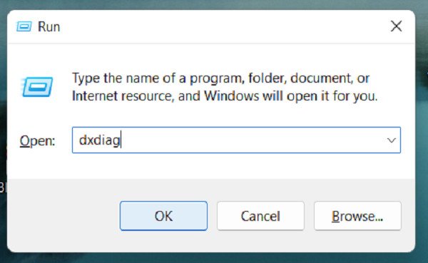 Gõ lệnh dxdiag để xem thông tin chi tiết về laptop