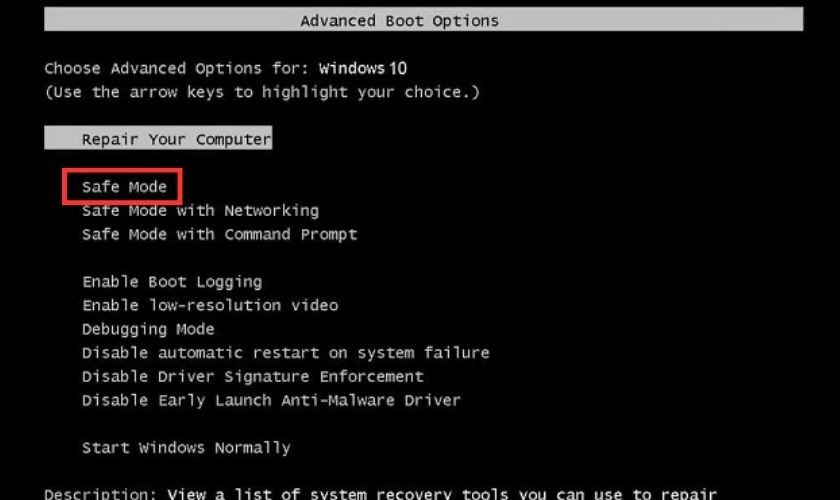 Gỡ phần mềm gây xung đột bằng Safe Mode để khắc phục lỗi màn hình laptop bị đen