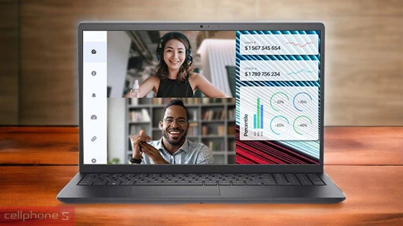 Góc cận cảnh bàn phím và touchpad của laptop Dell Vostro 3520 F0V0V256