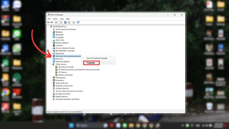 Hạ cấp driver chuột để khắc phục lỗi không hiện chuột trên laptop