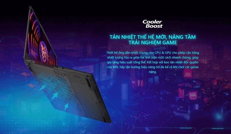 Hệ thống tản nhiệt Cooler Boost của Laptop MSI Cyborg 15 A12UCX-618VN