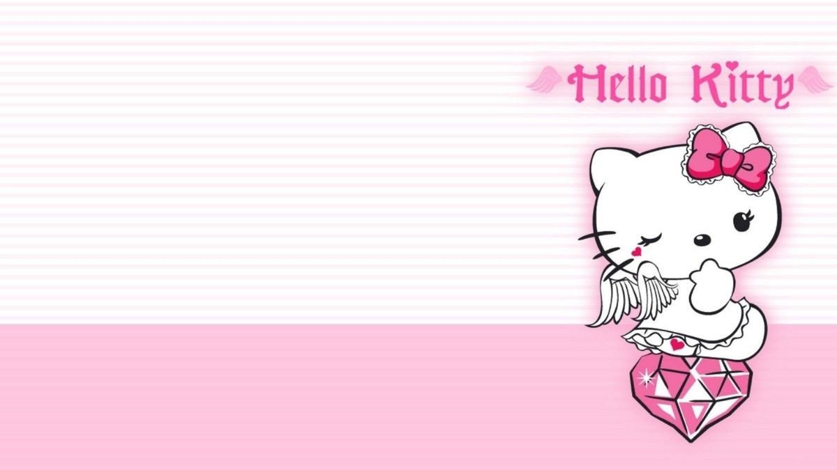 Hello Kitty đáng yêu với tông màu hồng pastel làm hình nền laptop