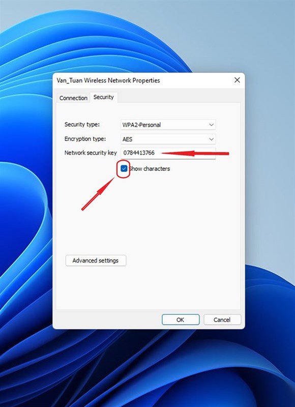 Hiển thị các ký tự mật khẩu wifi đã kết nối trên laptop Windows 11