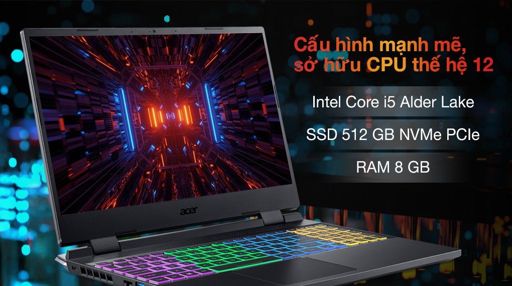 Hiệu năng mạnh mẽ của laptop gaming Acer Nitro 5 Tiger AN515 58 52SP với chip Intel Gen 12