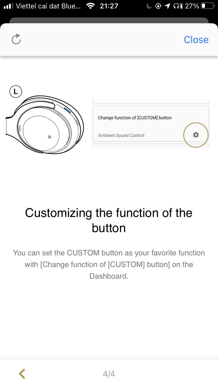Hình ảnh cận cảnh các phím cứng trên earcup bên trái của Sony WH-1000XM4