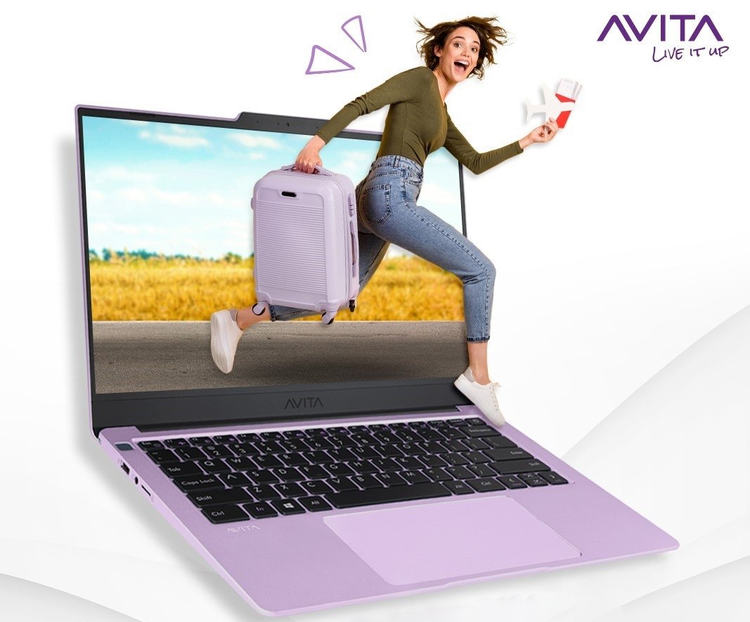 Hình ảnh cận cảnh laptop Avita Liber siêu mỏng với lớp vỏ hợp kim sang trọng, thể hiện ưu điểm về thiết kế của sản phẩm.