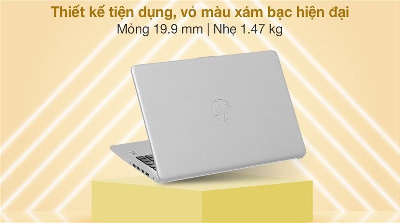 Hình ảnh chiếc laptop HP 240 G8 14 inch mỏng nhẹ màu bạc, phù hợp cho công việc văn phòng.