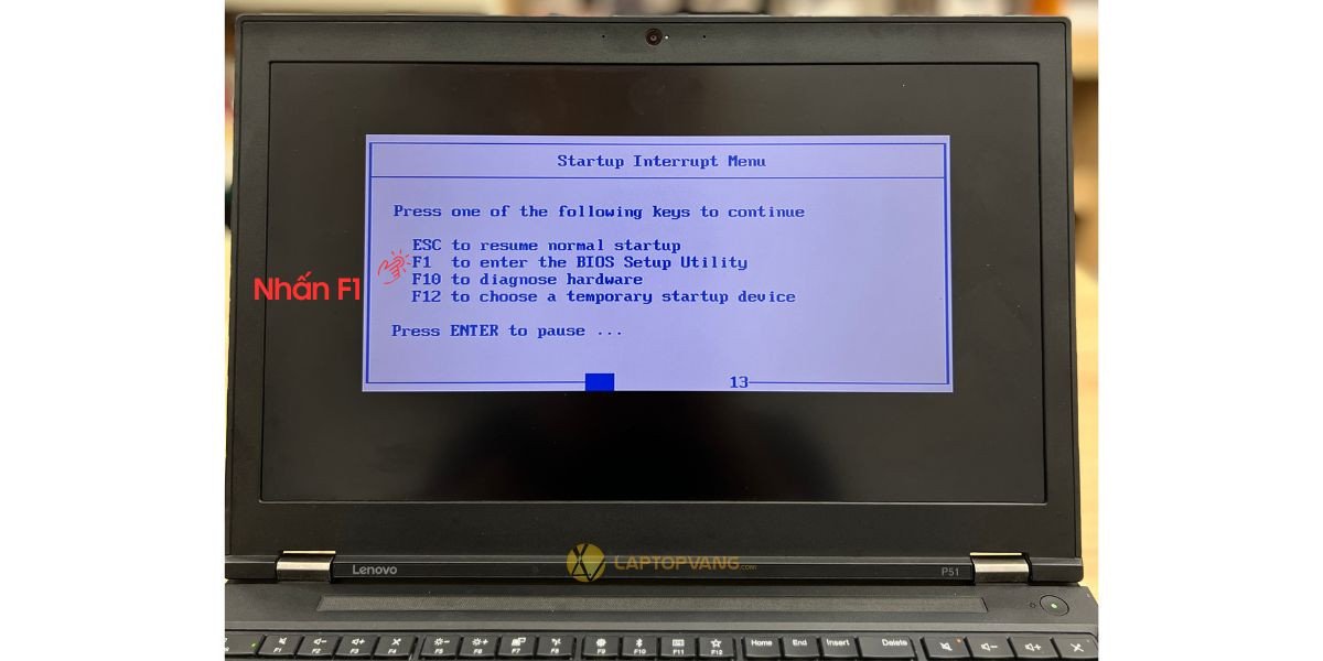 Hình ảnh hướng dẫn nhấn phím F1 để vào cài đặt BIOS trên dòng laptop Lenovo ThinkPad