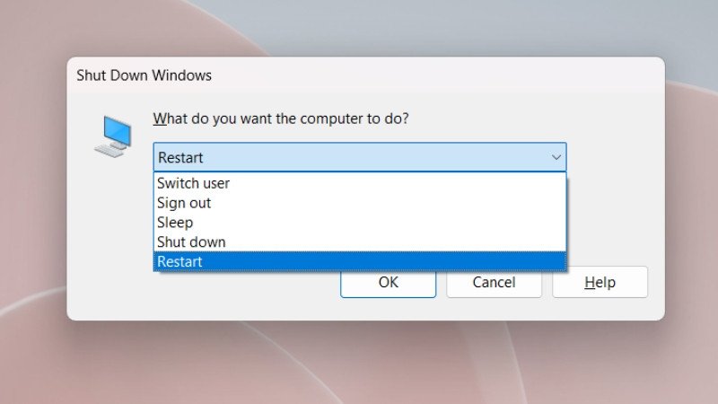 Hình ảnh laptop đang khởi động lại hệ thống để sửa lỗi bàn phím laptop bị lỗi nhảy lung tung