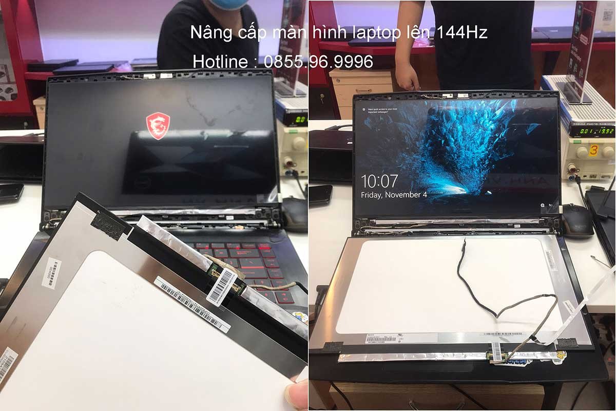Hình ảnh laptop MSI GF63 với màn hình 144Hz hiển thị game mượt mà