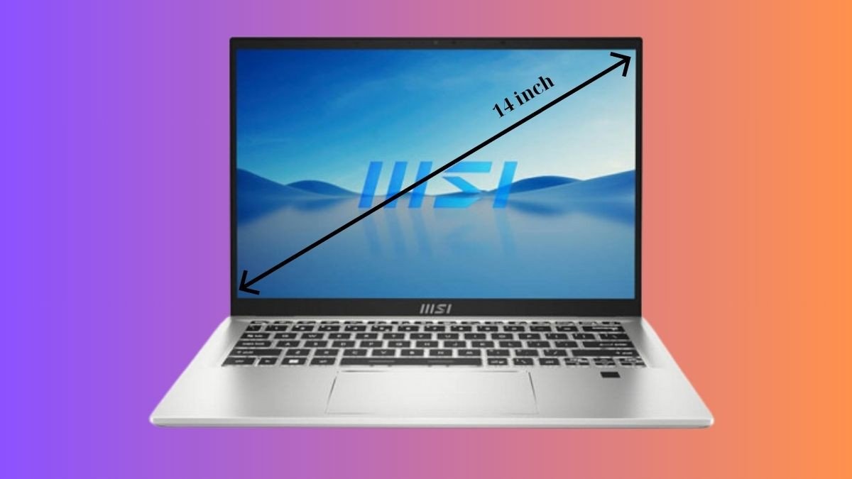 Hình ảnh minh họa đo màn hình laptop 14 inch là bao nhiêu cm theo đường chéo, cùng với các cạnh dài và rộng.
