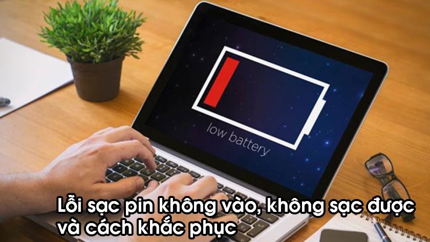 Hình ảnh minh họa laptop hiển thị biểu tượng pin sạc nhưng không vào