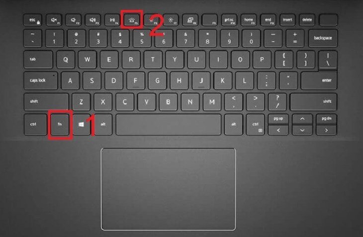 Hình ảnh minh họa nhấn tổ hợp phím Fn và F5 để điều khiển đèn bàn phím