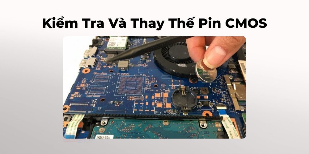 Hình ảnh pin CMOS trên bo mạch chủ của laptop HP