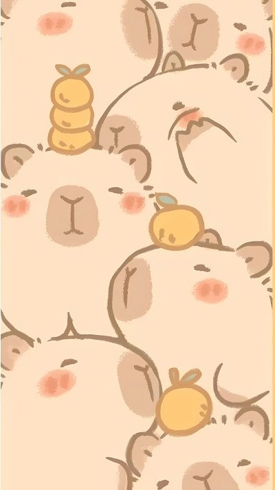 Hình nền Capybara chibi dễ thương cho laptop