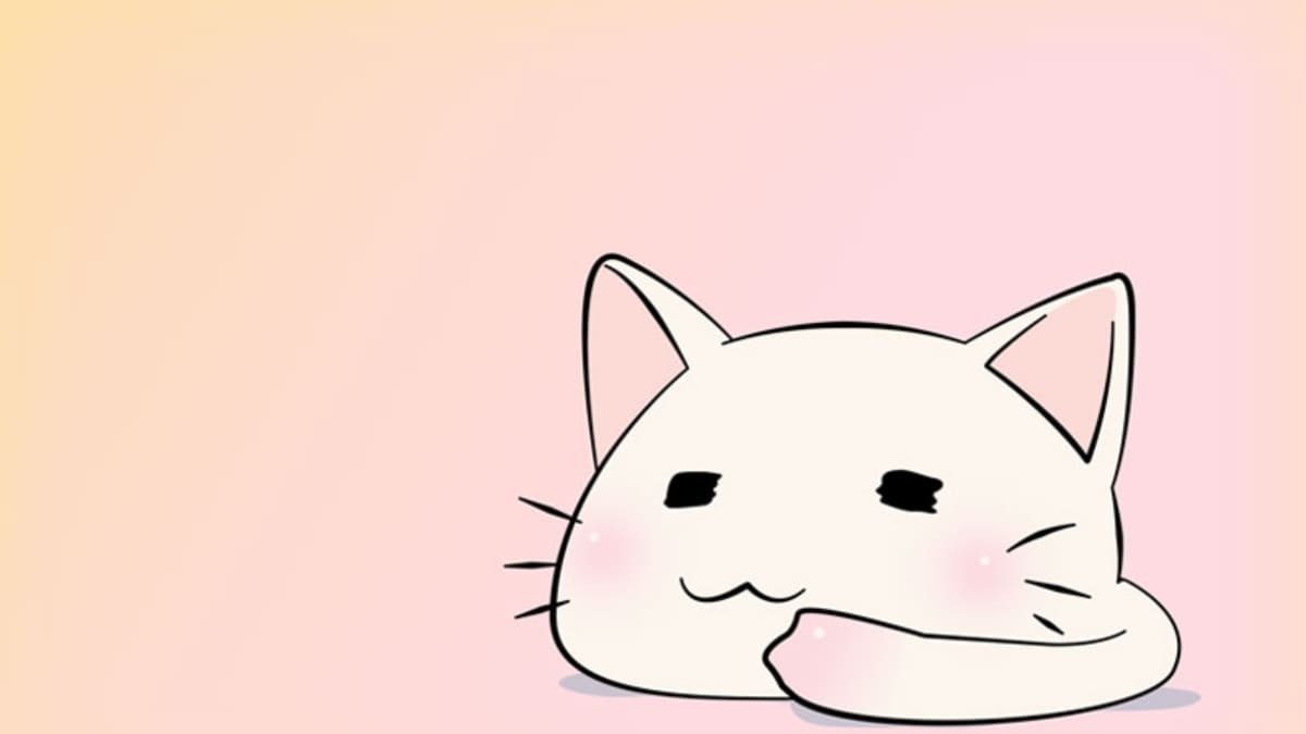 Hình nền laptop con mèo chibi dễ thương với đôi mắt to tròn, đang nhìn ngây thơ