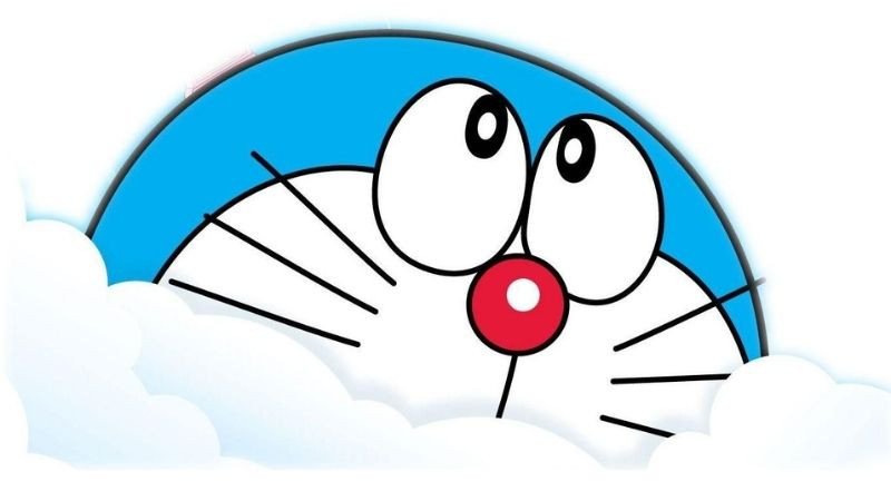 Hình nền laptop dễ thương Doraemon và Nobita bên cánh cửa thần kỳ