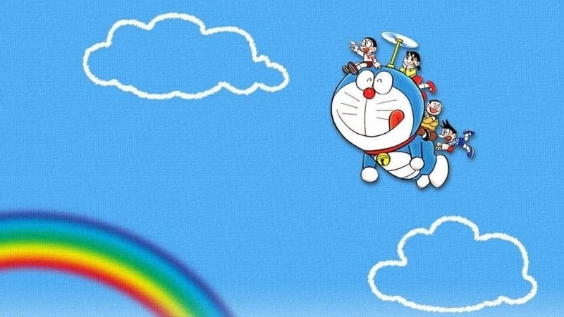 Hình nền laptop Doraemon cute với chú mèo máy vui vẻ