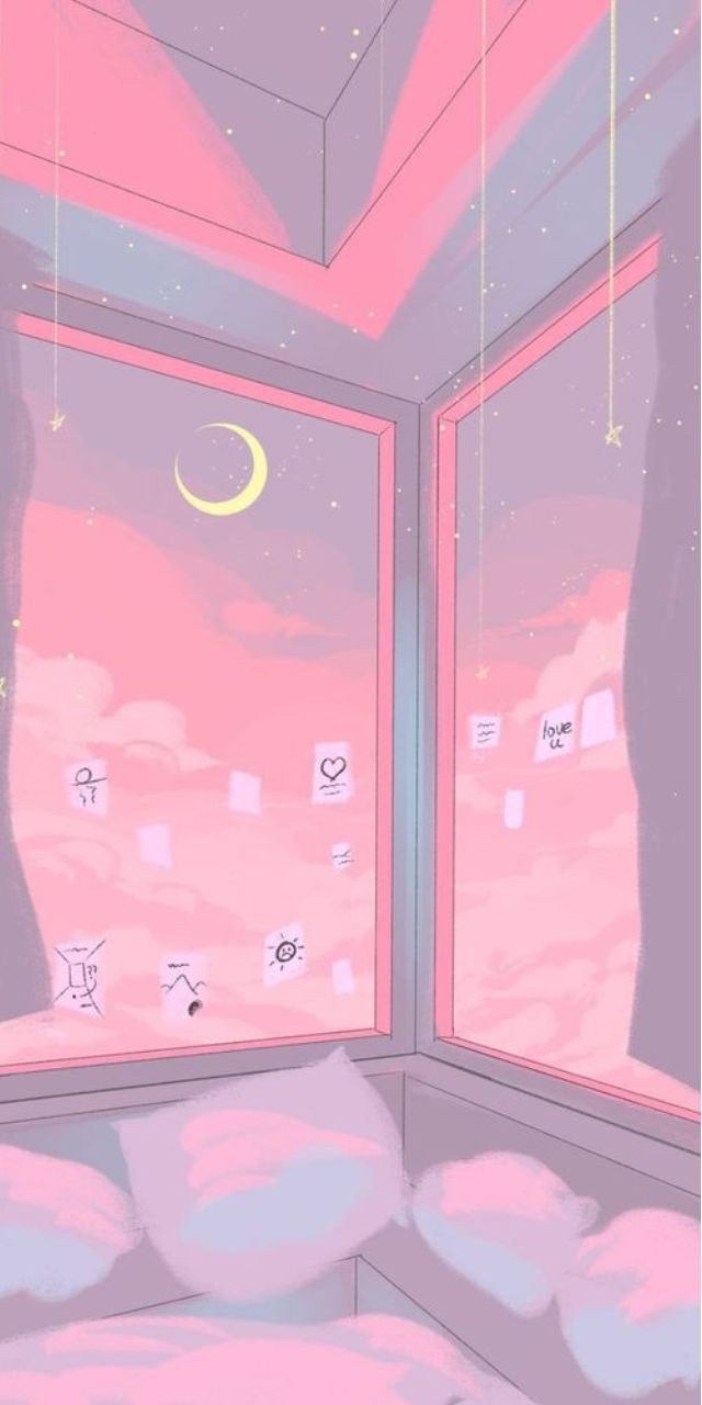 hình nền laptop hồng pastel phong cảnh thiên nhiên hoàng hôn