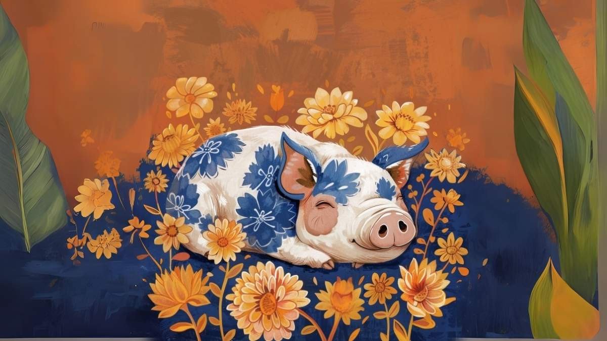 Hình nền laptop thu hút tài lộc cho người tuổi Hợi với hình ảnh heo vàng may mắn