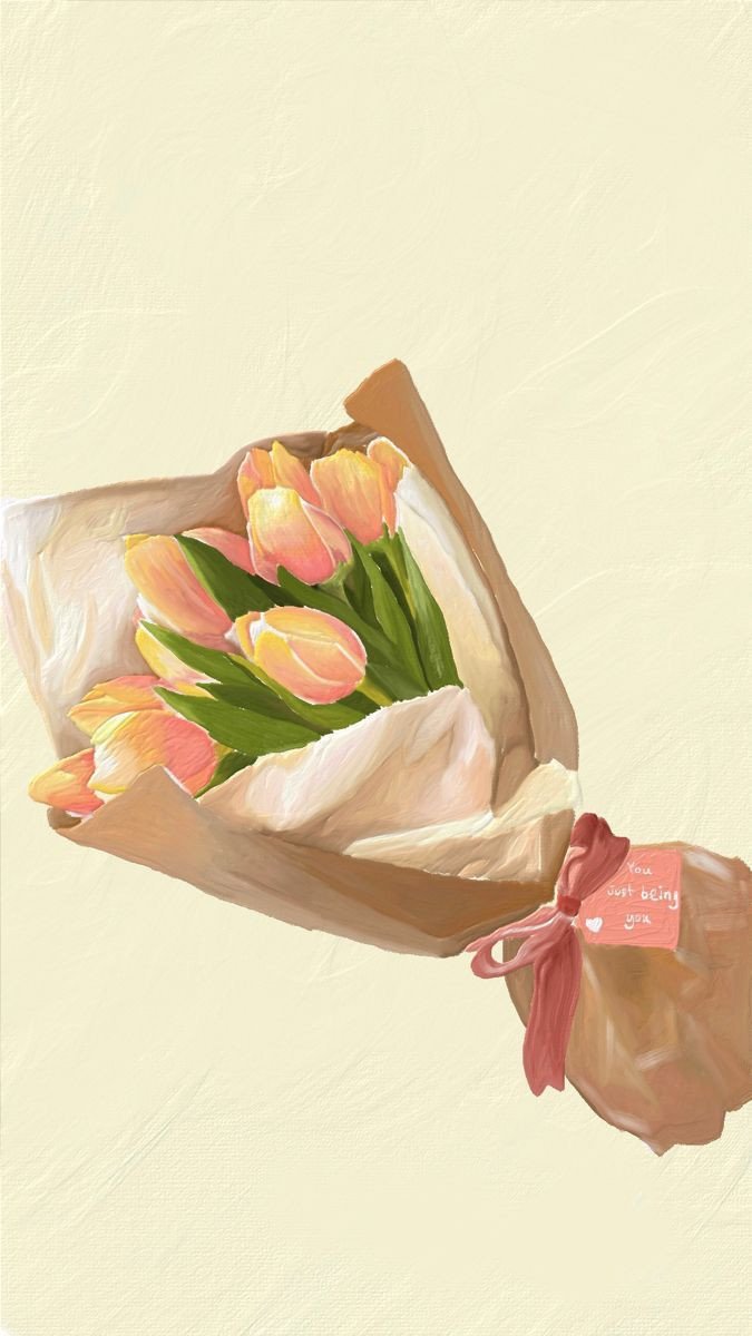 Hình nền máy tính hoa tulip tranh vẽ