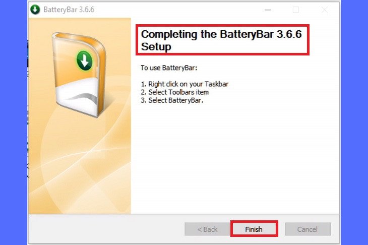 Hoàn tất cài đặt BatteryBar