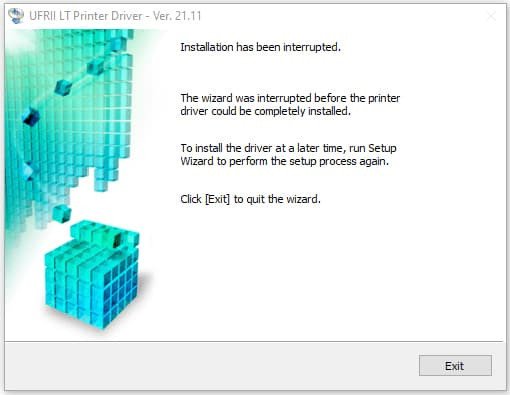 Hoàn tất cài đặt driver máy in Canon 6030 với tùy chọn Exit