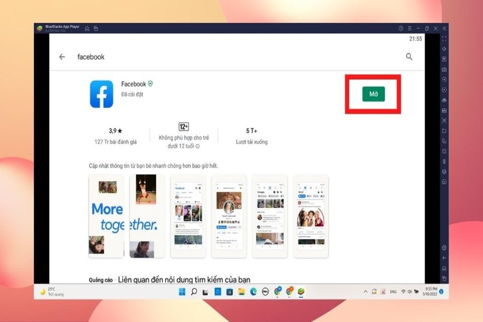 Hoàn tất cài đặt Facebook trong giả lập