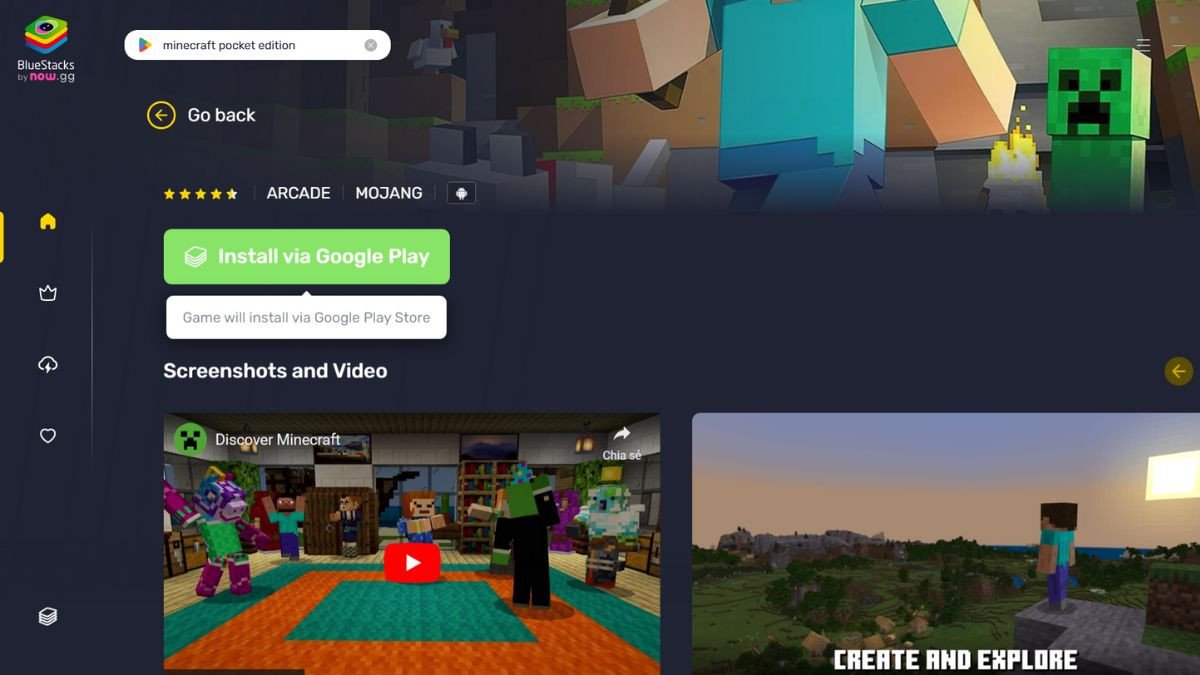 Hoàn tất cài đặt Minecraft PC trên giả lập bằng cách nhấn Install và Accept