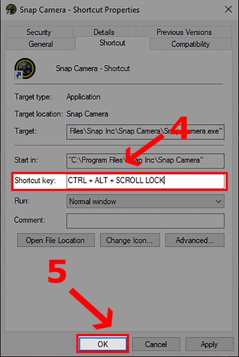 Hoàn tất gán tổ hợp phím Ctrl Alt Scroll Lock để mở nhanh ứng dụng