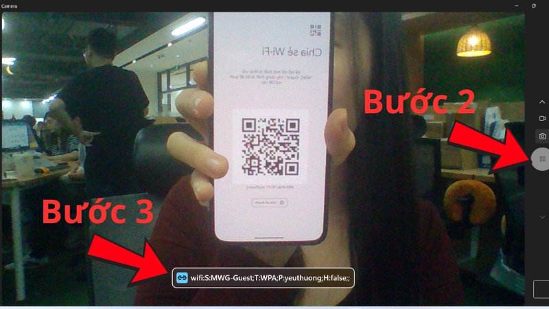 Hoàn tất kết nối WiFi trên laptop sau khi quét mã QR thành công