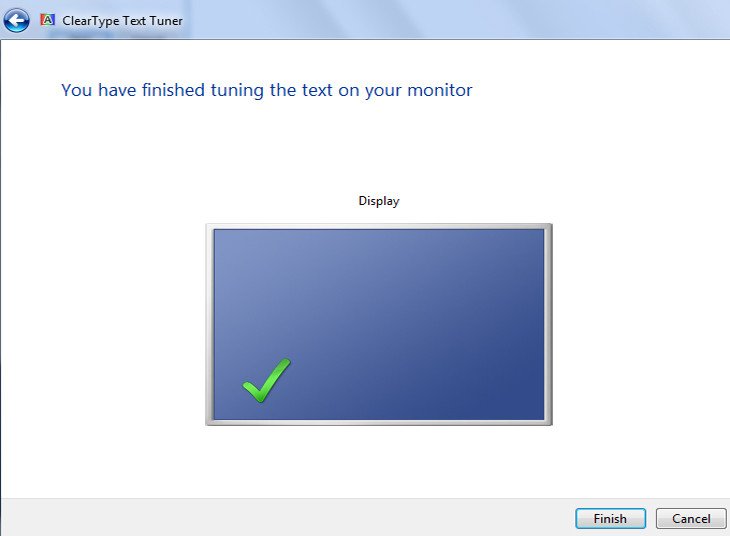Hoàn tất quá trình tối ưu văn bản ClearType sau khi cân màu màn hình laptop, đảm bảo trải nghiệm đọc tốt nhất.