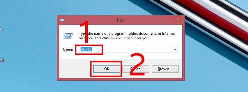 Hộp thoại Run để nhập lệnh dxdiag kiểm tra inch laptop