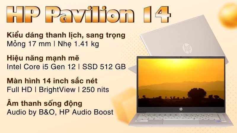 HP Pavilion 14 dv2074TU màu bạc mở trên bàn, lý tưởng cho sinh viên với thiết kế mỏng nhẹ và hiệu năng ổn định