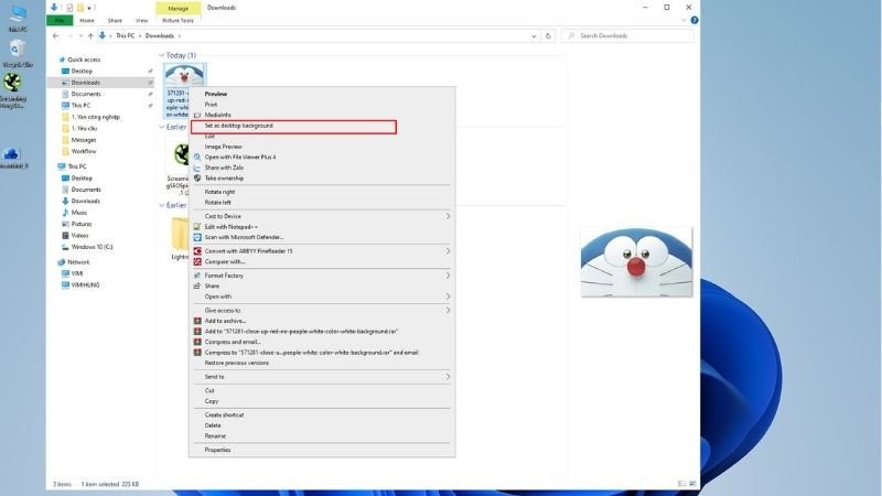 Hướng dẫn cài đặt hình nền laptop dễ thương bằng cách chọn Set as desktop background