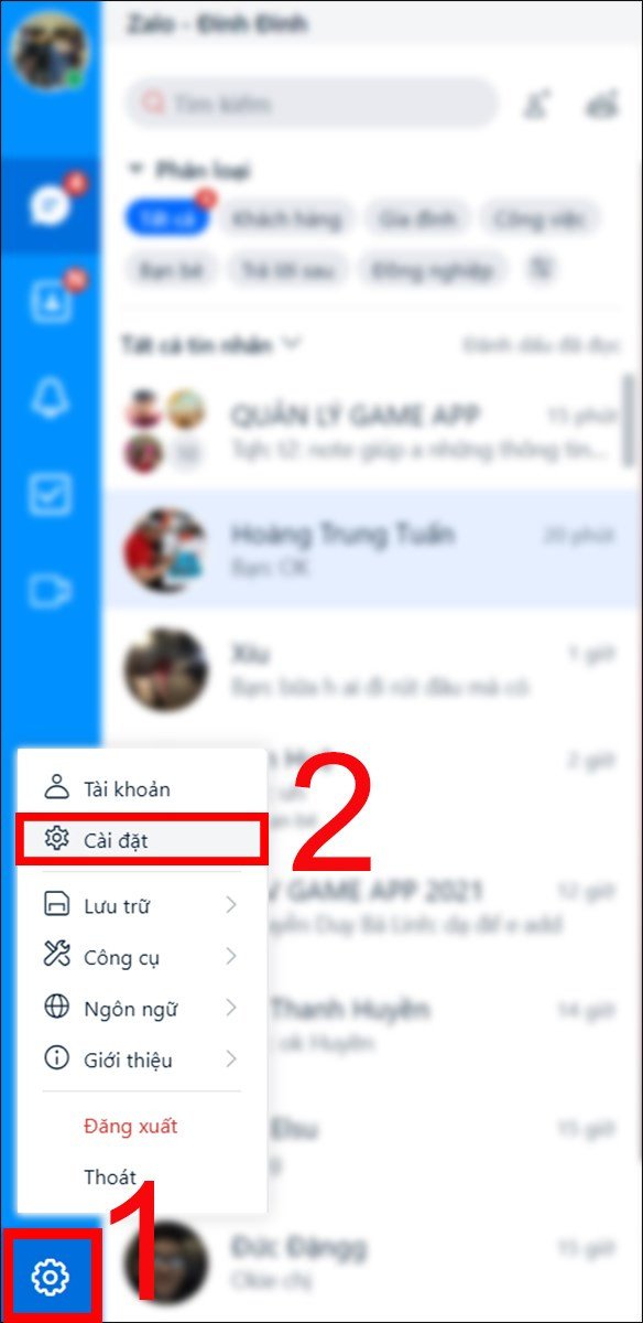 Hướng dẫn chọn cài đặt Zalo để tắt tự động mở trên laptop