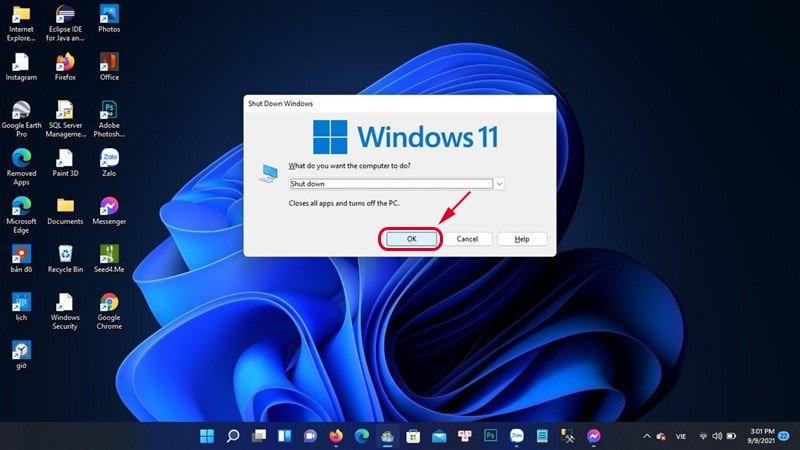 Hướng dẫn tắt laptop Lenovo qua Start Menu trên Windows