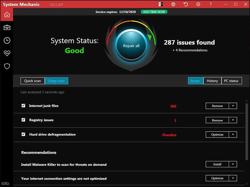 Iolo System Mechanic - phần mềm dọn rác laptop tăng tốc mạnh mẽ