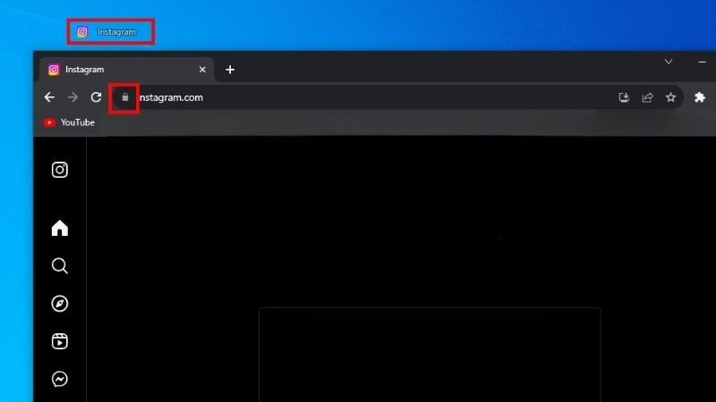 Kéo thả biểu tượng khóa để hiện website trên màn hình chính laptop