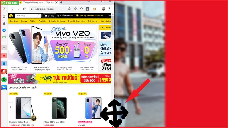 Kéo thả chuột để chia đôi màn hình laptop