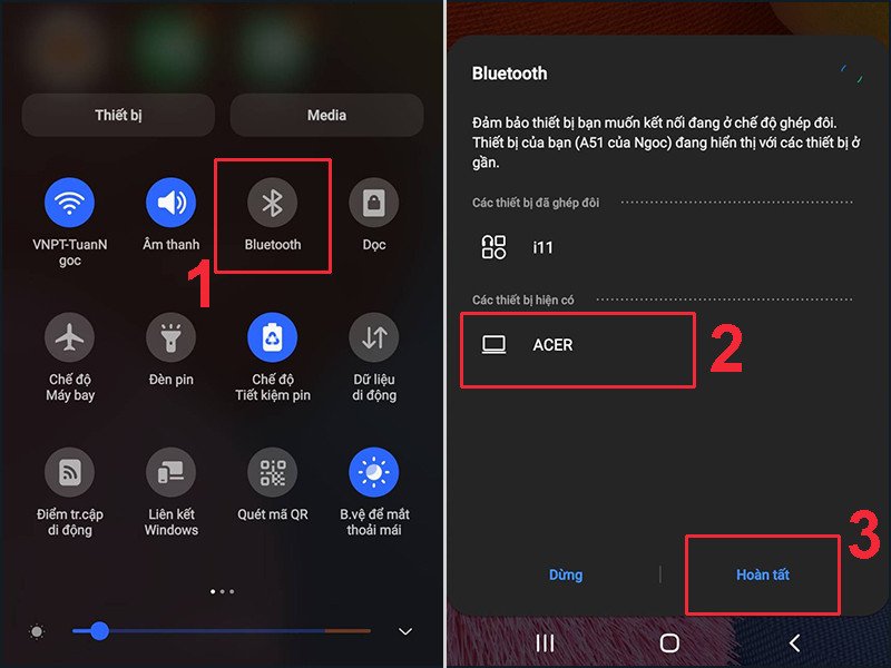 Kết nối điện thoại với laptop qua Bluetooth để sao chép video