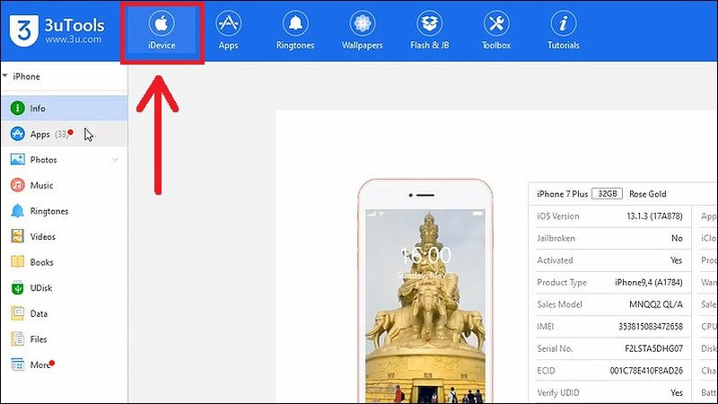 Kết nối iPhone với 3uTools để chuyển ảnh từ laptop