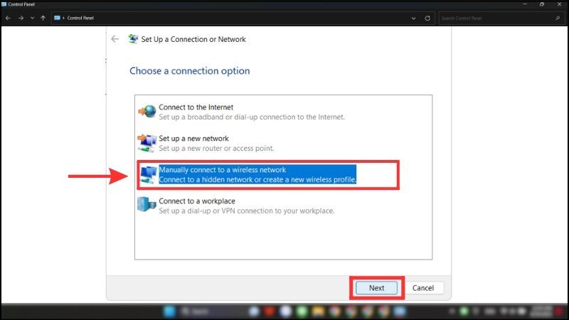 Kết nối thủ công đến mạng không dây cho laptop
