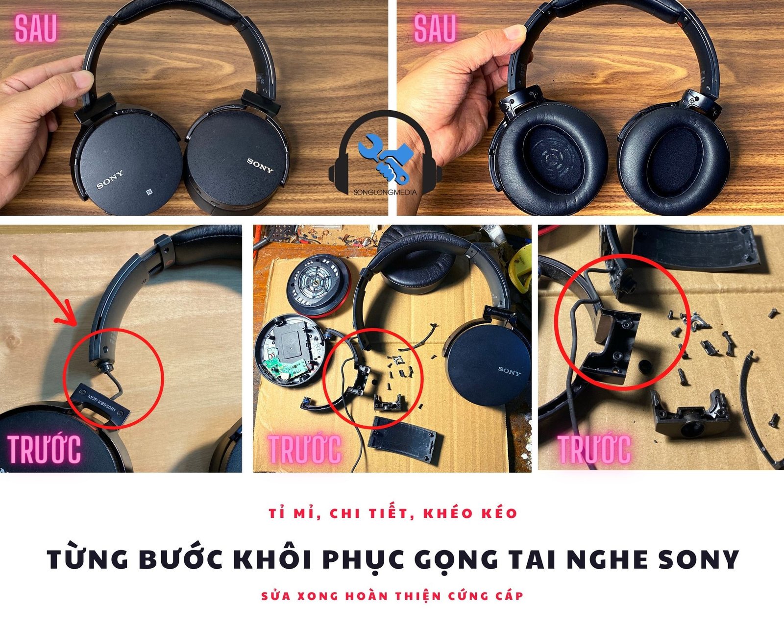 Khắc phục tai nghe bị gãy gọng, vỡ vỏ một cách chuyên nghiệp