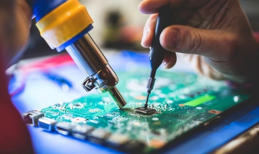 Khách hàng kiểm tra laptop sau khi sửa chữa