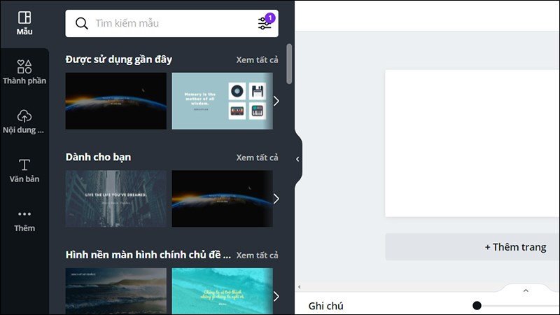 Kho mẫu có sẵn trong Canva giúp thiết kế hình nền laptop nhanh chóng