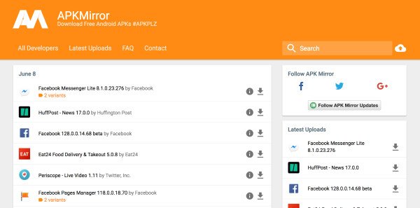 Kho ứng dụng APKMirror, cung cấp các file APK cho phép bạn tải game trên laptop an toàn và đa dạng.
