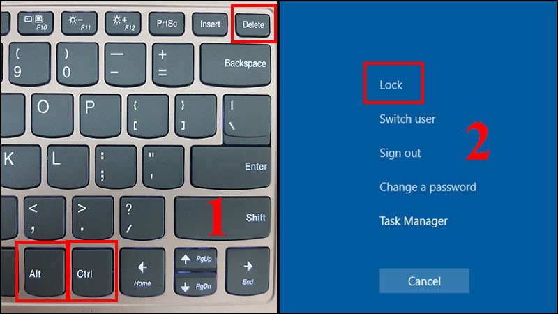 Khóa màn hình laptop bằng tổ hợp phím Ctrl + Alt + Delete
