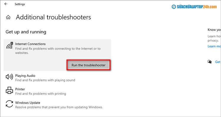 Khởi chạy trình khắc phục sự cố Windows